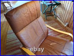 Chair Vintage 60er Leather Relaxing Easy Bruno Mathsson Age Danish 3a
