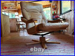 Chair Vintage 60er Leather Relaxing Easy Swivel 60s Danish Modern 6a