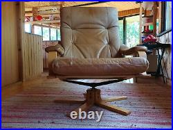 Chair Vintage 60er Leather Relaxing Easy Swivel 60s Danish Modern 6a