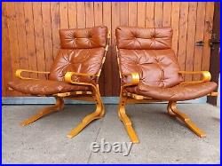 Chair Vintage 60er Leather Relaxing Skyline Easy Einar Hove Danish 1/2
