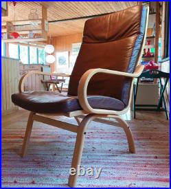 Chair Vintage 60er Leather Vejle Relaxing Easy Bent Olsen 70er Danish 4a