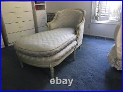 Chaise Lounge French Louis XV Vintage Hand Crafted in Blue