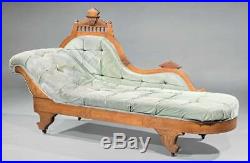 Chaise, Méridienne American Aesthetic Comfy, Carved Walnut, 1800's, Antique