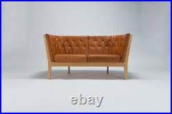 Charming Mid Century Leather Sofa by Stouby Danish Vintage Retro Furniture