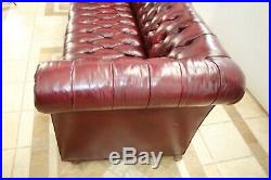 Chesterfield Leather Sofa Rolled back and arms, Burgundy Vintage couch