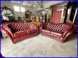 Chesterfield Sofa English XX Century Red Available The Pair