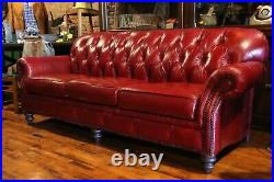 Chesterfield Sofa tufted leather Red Couch by Smith Brothers Furniture oxblood