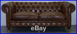 Chesterfield Tufted Heritage Brown Leather Three Seat Sofa Part Of A Large Suite