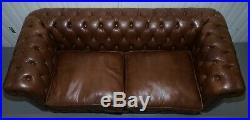 Chesterfield Tufted Heritage Brown Leather Three Seat Sofa Part Of A Large Suite