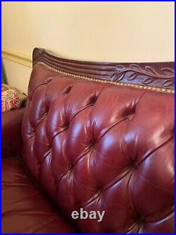 Chesterfield style Sofa tufted leather Couch red burgundy