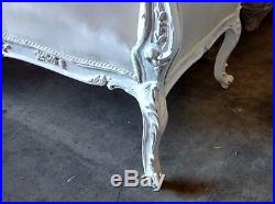 Chic Large French Country Painted Louis XV Window Bench Settee