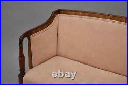 Child's Federal Style Settee with Mahogany Frame Suede Fabric