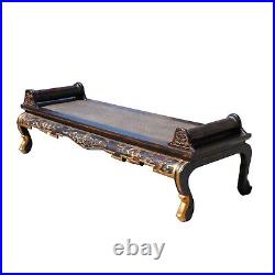 Chinese Fujian Style Golden Dragon Motif Day Bed Chaise Bench cs5758