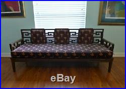 Chinoiserie Wood Sofa Couch Bench Settee Loveseat Fretwork Chinese Seating MCM