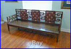 Chinoiserie Wood Sofa Couch Bench Settee Loveseat Fretwork Chinese Seating MCM