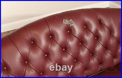 Chippendale Chesterfield Style Tufted Leather Camelback Sofa