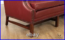 Chippendale Chesterfield Style Tufted Leather Camelback Sofa