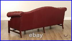 Chippendale Chesterfield Style Tufted Leather Camelback Sofa