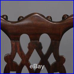 Chippendale Style Carved Mahogany Upholstered Double Chair Settee, 20th Century