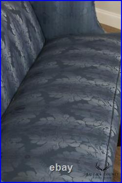 Chippendale Style Custom Blue Upholstered Mahogany Camelback Sofa
