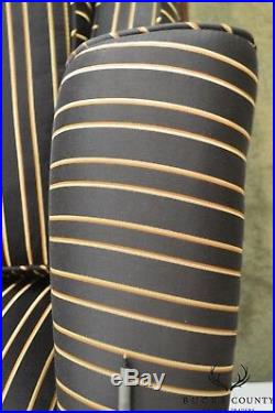 Chippendale Style Custom Mahogany Black & Gold Upholstered Loveseat