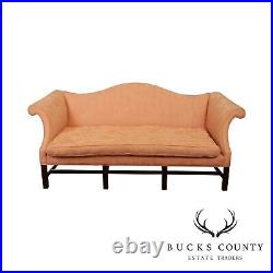 Chippendale Style Custom Mahogany Vintage 8 Leg Camelback Sofa