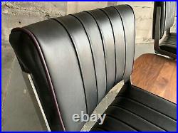 Chromcraft Black Grapevine Leather PDX Airport Bench Black Walnut Table