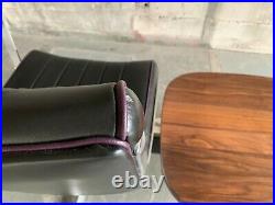 Chromcraft Black Grapevine Leather PDX Airport Bench Black Walnut Table