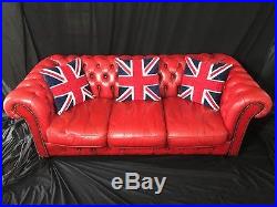 Classic Handmade Leather Chesterfield Style Oxblood Red 3 Seater Sofa Settee