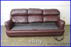 Classic Quality Leather Plum Sofa