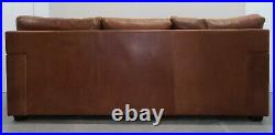 Collins & Hayes Heath Three Seater Brown Leather Sofa Feather Filled Cushions