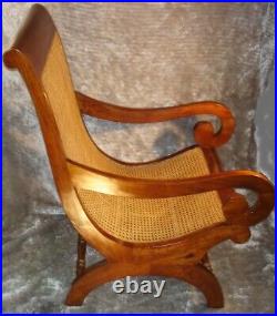Colonial Plantation Arm Chair Solid Wood & Cane Porch Lounge Vintage Curule