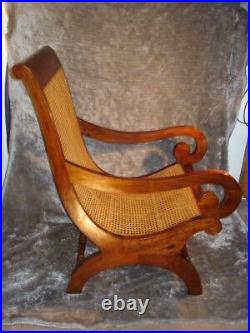 Colonial Plantation Arm Chair Solid Wood & Cane Porch Lounge Vintage Curule