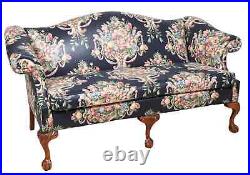 Conover Mahogany Chippendale Style Sofa Claw and Ball Feet Designer Fabric