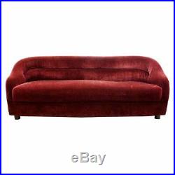 Contemporary Art Deco Style Red Mohair Curved Sofa Loveseat Settee David Edward
