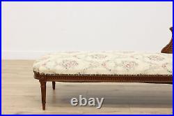 Country French Vintage Carved Walnut Chaise Lounge or Couch #52329