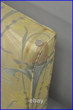 Custom Floral Art Nouveau Gold Fabric Slipper Chair Armless Loveseat Settee Sofa