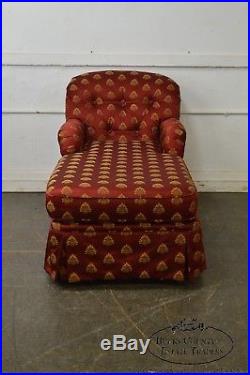 Custom Red & Gold Tufted Upholstered Chaise Lounge