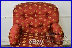 Custom Red & Gold Tufted Upholstered Chaise Lounge