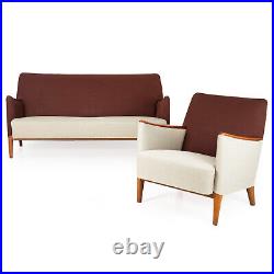 Danish Mid-Century Modern Sofa and Chair Set in Sculpted Teak circa 1960