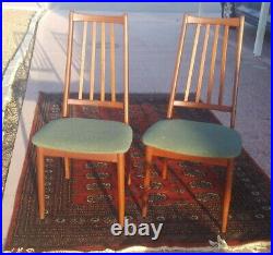 Danish Modern Mid Century Pair Tall Slat Back Teak Side Dining Chairs BIN OBO
