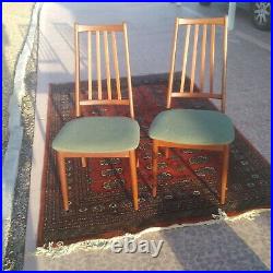 Danish Modern Mid Century Pair Tall Slat Back Teak Side Dining Chairs BIN OBO