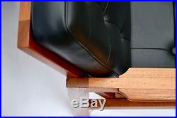 Danish Studio Couch Black Leather Vintage Sofa 60s