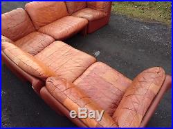 Danish modern, Overman Sweden, leather 5 piece modular sectional sofa, nice