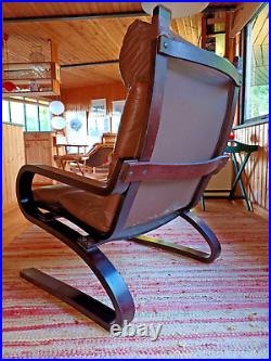 Designer Chair Vintage Leather Cantilever 60er Easy Chair Denmark Danish 43