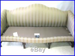 Drexel Heritage Chippendale Style Sofa Rolled Arms & Carved Mahogany Legs