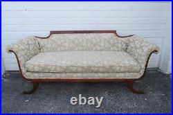 Duncan Phyfe 1940s Mahogany Hand Carved Tapestry Sofa Couch 3608