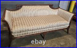 Duncan Phyfe Regency Style Carved Mahogany Sofa Silk Striped Fabric