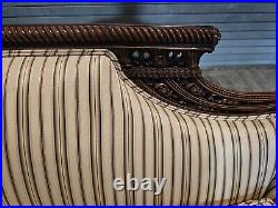 Duncan Phyfe Regency Style Carved Mahogany Sofa Silk Striped Fabric