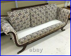 Duncan Phyfe Style Carved Mahogany Claw Feet Long Couch Sofa